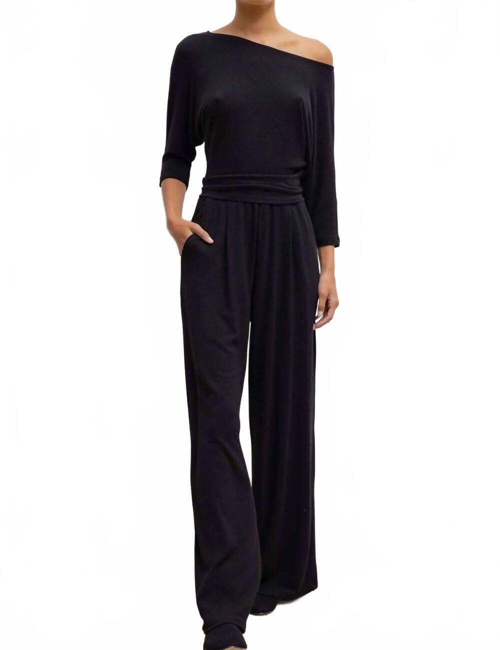 NEW LESET lauren pleated pocket pants in black
